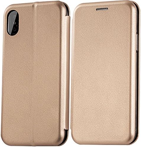 iPhone X Wallet Case 5.8 inches Slim Leather Phone Case with Card Slot Ultra-Strong Magnetic Closure (Gold)