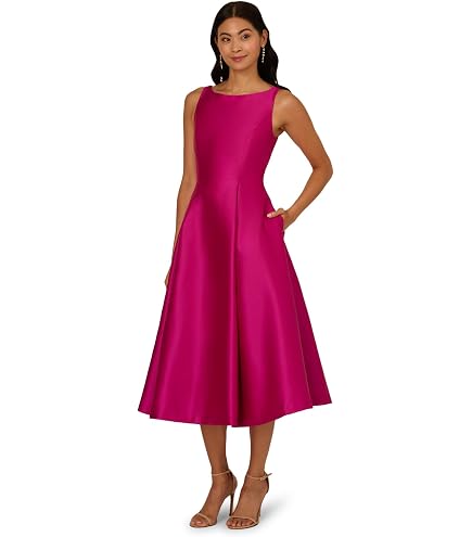 Adrianna Papell Women's Sleeveless Tea Length Dress, Ivory, 14 : Clothing, Shoes & Jewelry
