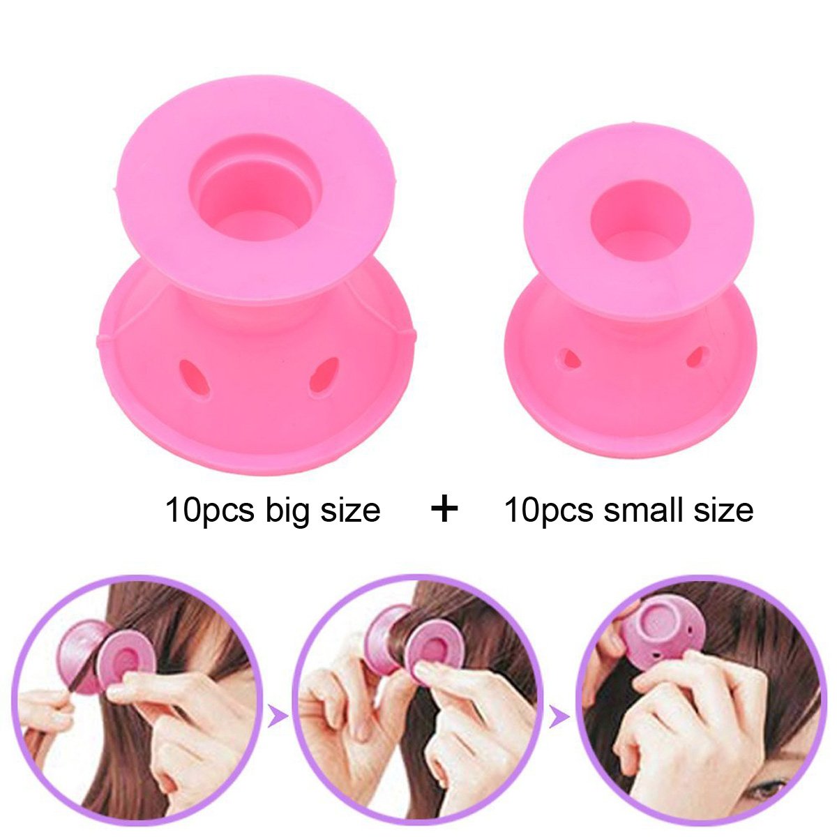 Silicone No Clip Hair Curlers Rollers 20pcs (10pcs big+10pcs small