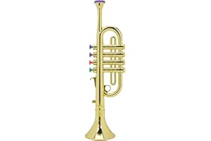Kid Trumpet Golden Coated Fun Preschool Instruments Musical Toy Plastic Horn Trumpet Gift