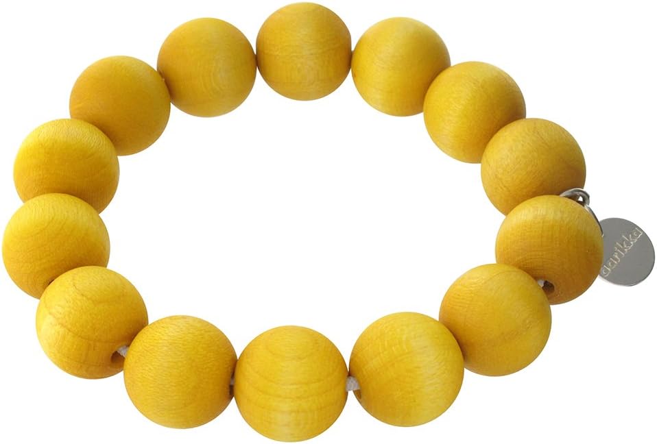 Aarikka POHJOLA bracelet with wooden beads, yellow