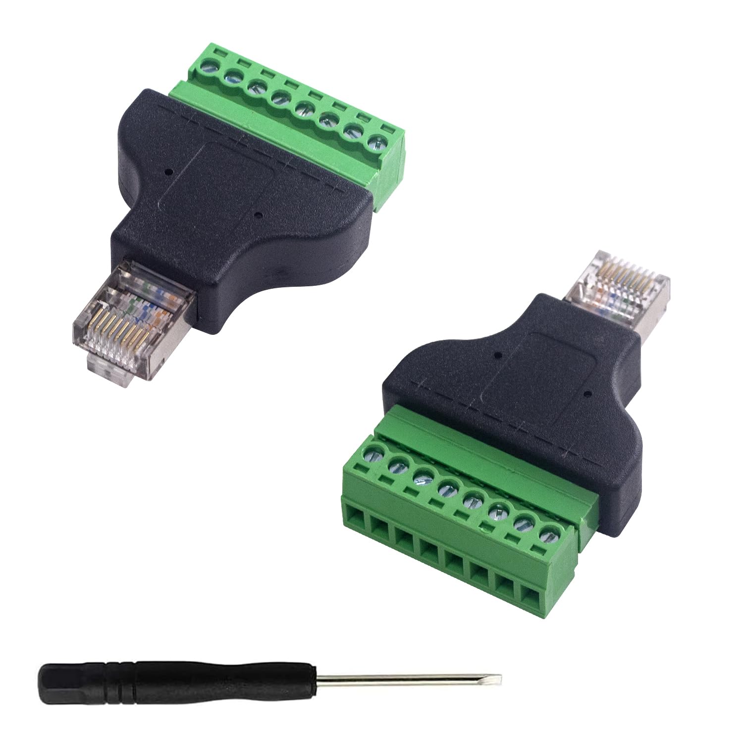 Maxhood RJ45 Screw Terminal, RJ45 Breakout /Cat6 Male To 8 Pin Screw Terminal Connector Cat7 Cat6 Cat5 Cat5e Ethernet Cable Extender Adapter CCTV Digital DVR Network Adapter In-Line Coupler