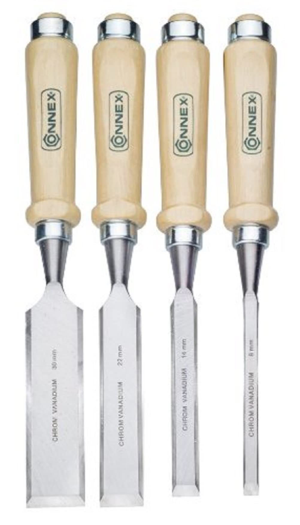 Connex COX861000 Firmer Chisels Set with Wooden Handles, Set of 4 Pieces