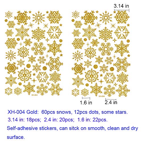 image for V-Time 120pcs Gold Christmas Snowflake Window Clings Decal Wall Sticke