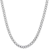 Fiusem 5mm Silver Tone /14k Gold Plated Cuban Link Chain for Men, Mens Chain Necklaces, Stainless Steel Chain Necklaces for Men Women, 3.5/4/5mm