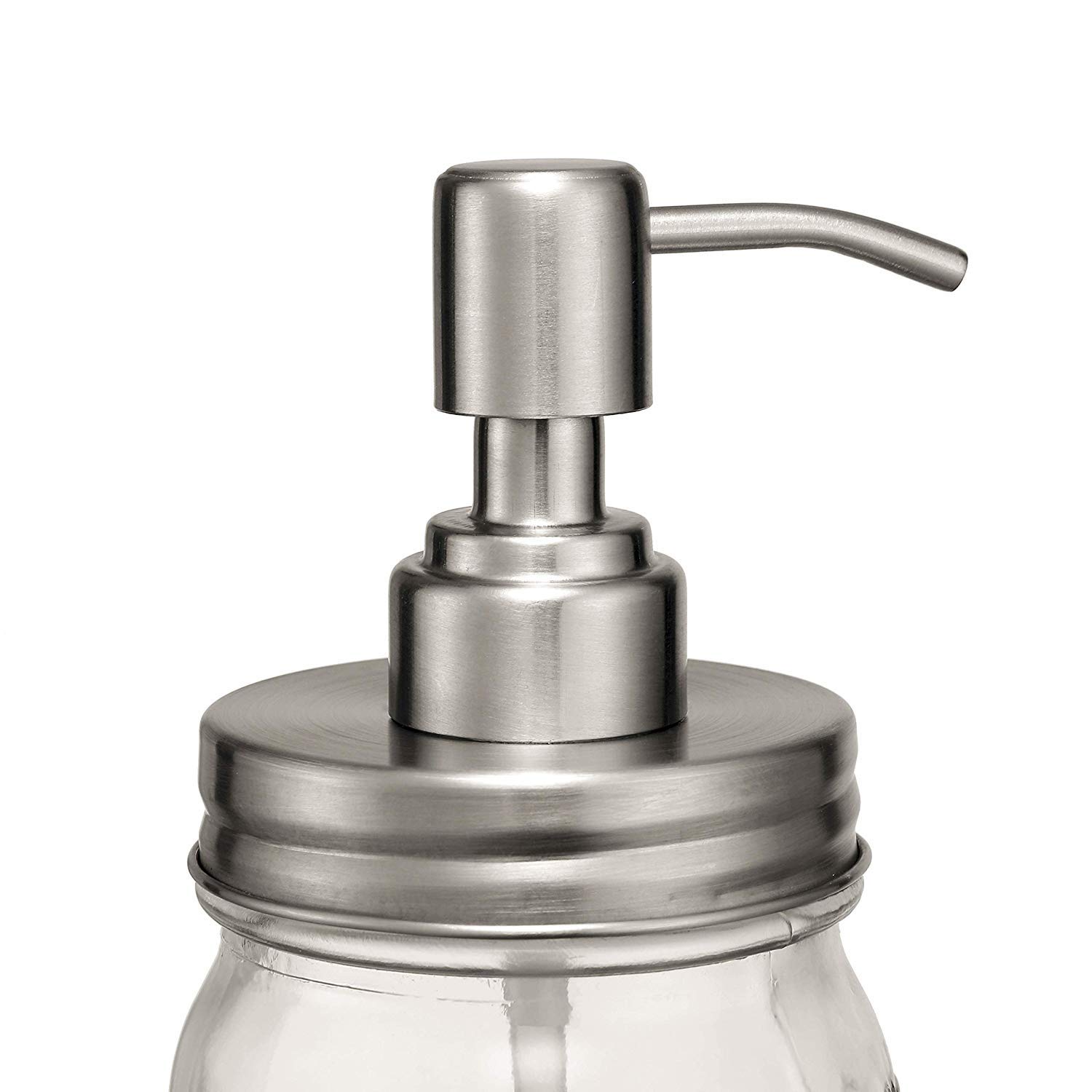 BTU Double Stainless Steel Soap Pump and Lotion Dispenser Lid,Replacement Rust Proof Soap and Lotion Dispenser Pump for Mason Jars or Other DIY Lotion Dispensers,2 in 1 Package (No Jars)