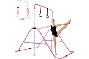 BEEYEO Gymnastics Bar for Kids, Adjustable Height Gymnastic Horizontal Bars,Junior Training Bar Children