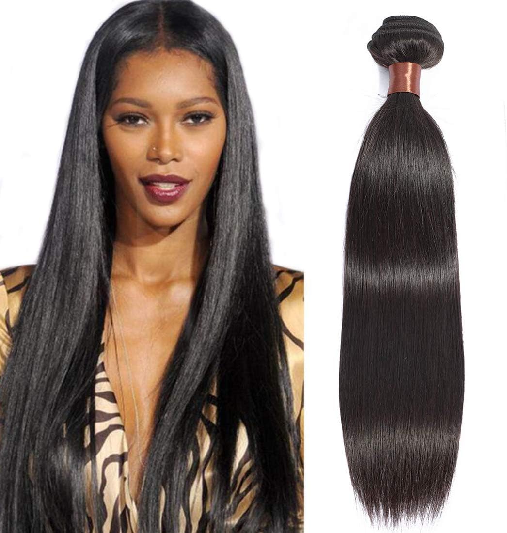 Hair Unprocessed Peruvian Virgin Hair Straight 24 Inch One Bundle Virgin Human Hair Extensions Natural Black Color (100+/-5g)/pc (One Bundle)