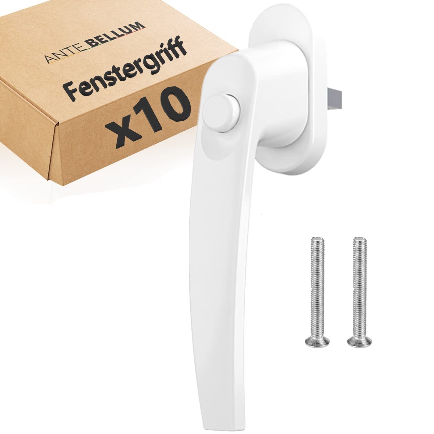 Child Safety Window Handle with Push Button for Additional Safety Aluminium White Patio Door Handle with 35 mm Long Pin (RAL 9016, Pack of 10)