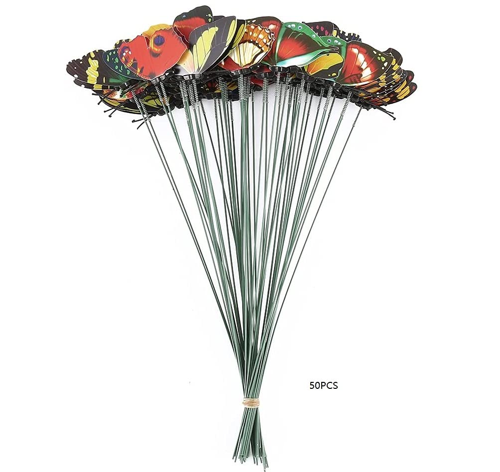 WHSCwp 50-piece butterfly specimen set, garden butterfly decorations on the terrace plant party lawn yard decoration (8CM)