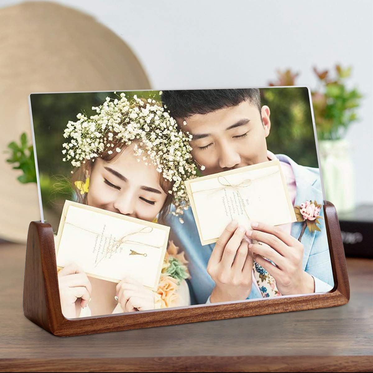 MYQIANG Wood Acrylic 5x7 Picture Frames - Black and White Small Frames - Cool Wooden Decorative Picture Double Rustic Photo Frame (57-Horizontal, Black Walnut)