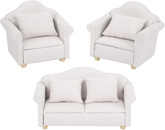 Amazon ミニチュアアームチェア ファッショナブルなドールハウスソファ 子供用リビングルーム子供人形 White お世話パーツ おもちゃ