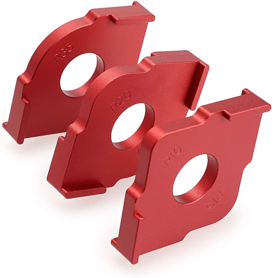 OwnMy Set of 3 Radius Jig Router Templates, Aluminium Alloy Routing Rounded Corners Router Bit Templates for Woodworking Routing, R10 R15 R20 R25 R30 R35 - - 