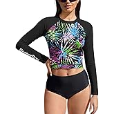 BesserBay Women's UPF 50+ Long Sleeve Rashguard Swimming Crop Top