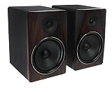 Rockville APM8D 8" 500W Active Powered Studio Monitor Speakers (Pair) - Dark Wood, Bi-Amplified, Neodymium Silk Dome Tweeter, Class D Amplifier, USB Input, XLR/RCA, Volume & Bass/Treble Controls