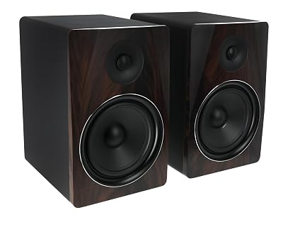 Rockville APM8D 8" 500W Active Powered Studio Monitor Speakers (Pair) - Dark Wood, Bi-Amplified, Neodymium Silk Dome Tweeter, Class D Amplifier, USB Input, XLR/RCA, Volume & Bass/Treble Controls