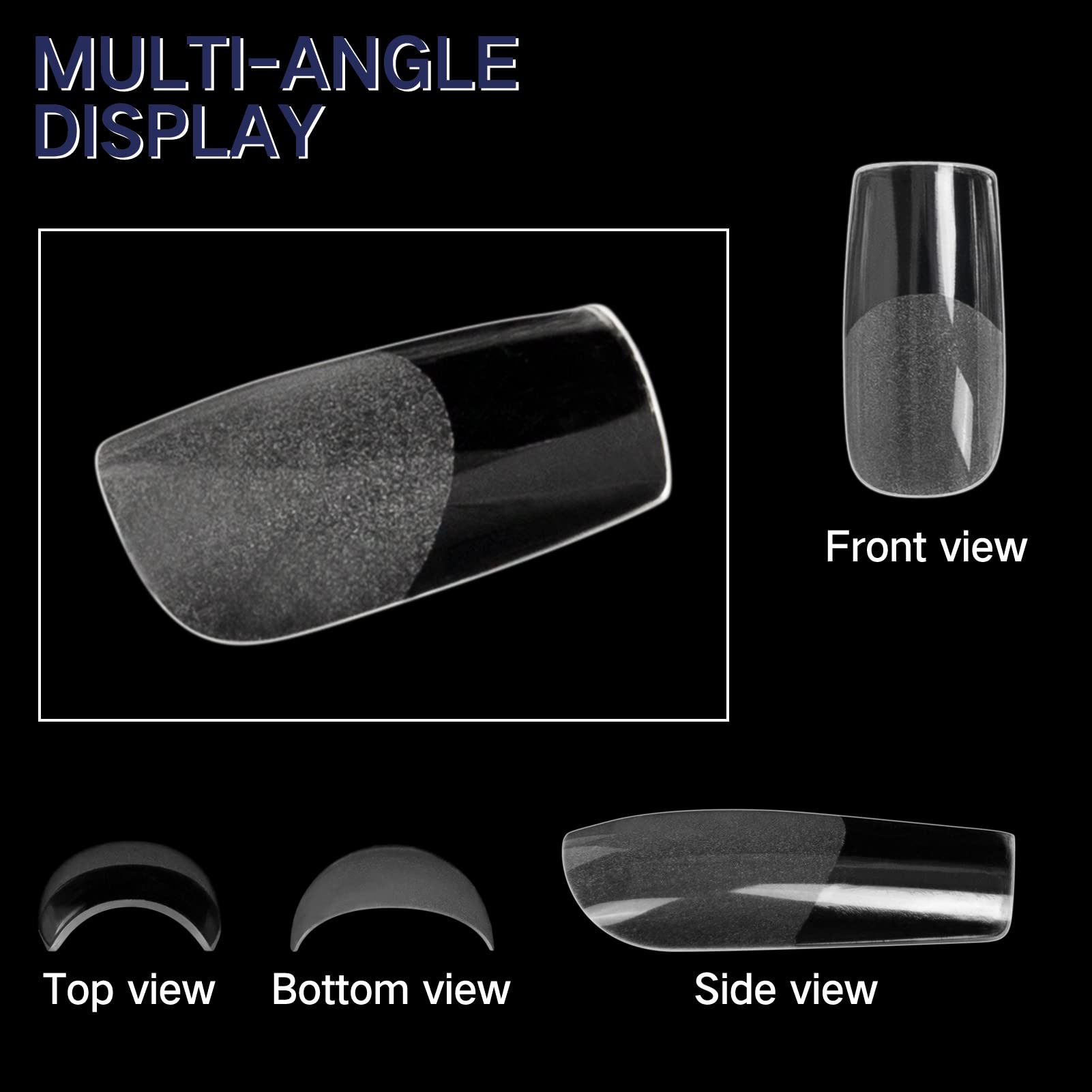 AORAEM Square Nail Tips 600 PCS Artificial Full Cover Nail Tips Soft Clear Nail Tips 12 Sizes Acrylic Medium Square Press on Nails Tapered Square False Nails with Box for Home DIY Nail Salon - Image 3