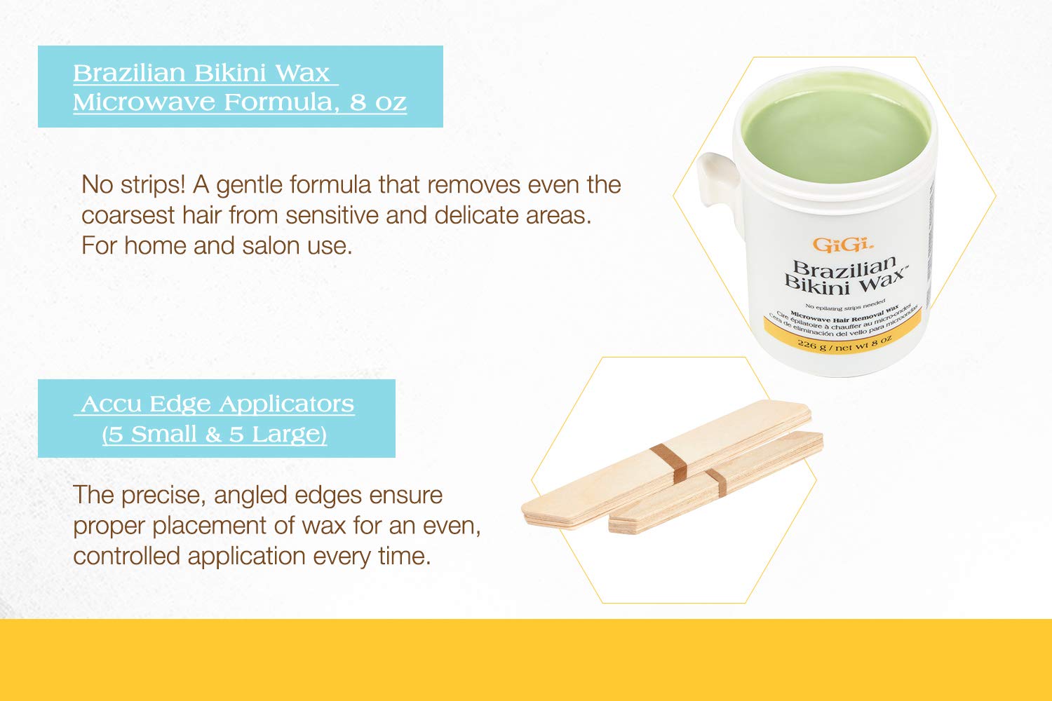 GiGi Brazilian Bikini Wax Microwave Kit - Hard Wax for Sensitive Skin, Face & Body Hair Removal, No Strips Needed, Easy At-Home Waxing Kit
