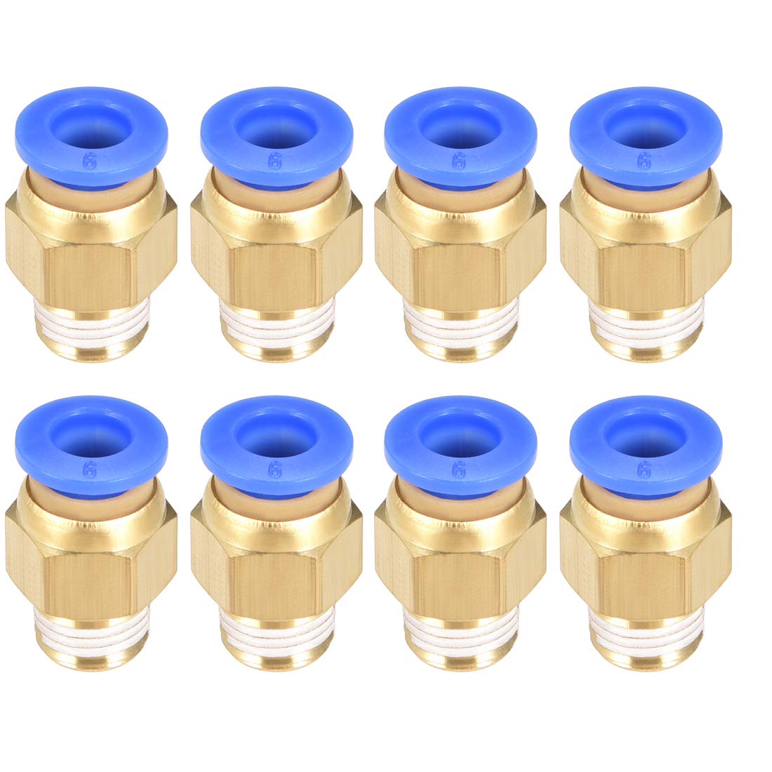 sourcing map Straight Pneumatic Push to Quick Connect Fittings G1/8 Male x 6mm Tube OD 8pcs