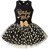 LYQTloml Toddler Kids Baby Girls Birthday Princess Outfits Dress Vest Tank Top Dot Mesh Tutu Skirt