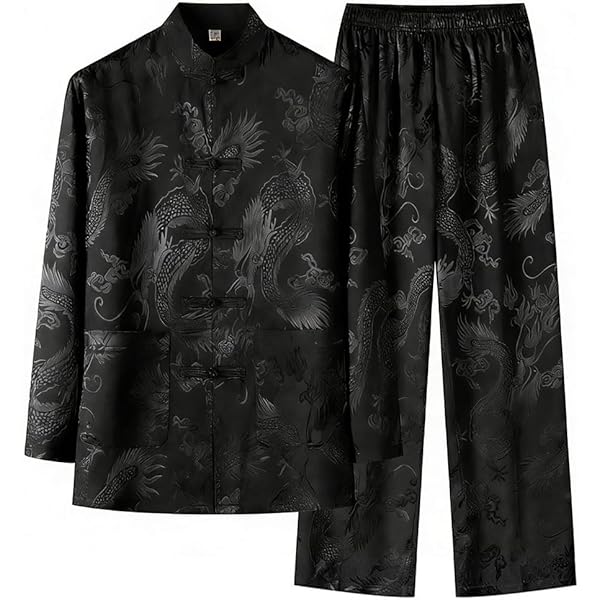 Traditional Chinese Men's Cheongsam Solid Mandarin Collar Long Gown Martial  Art Uniform Crosstalk Robe Performance Wear (Black, M) at Amazon Men's  Clothing store