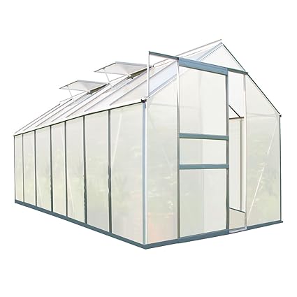 Zelsius - Aluminium Gewächshaus, Garten Treibhaus in verschiedenen Größen, mit Hohlkammerstegplatten, wahlweise mit Stahl-Fun