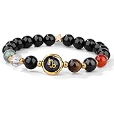 Crystal Vibe Capricorn Zodiac Bracelet Healing Crystal Constellation Bracelet with Garnet Tiger’s Eye Obsidian Birthday Horoscope Gift