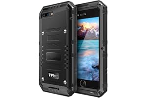 Beasyjoy for iPhone 7 Plus 8 Plus Metal Case, Waterproof Heavy Duty Case with Built-in Screen Protector, Full Body Protective Military Grade Rugged Shockproof Tough Defender Case, Black