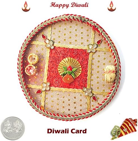 8 Inches Kalash Diwali Puja Thali with Laxmi Ganesh Coin