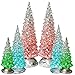 BANBERRY DESIGNS Table Top Christmas Trees - Set of 6 - LED Lighted Acrylic Christmas Trees Holiday Decoration Set of 6 Assorted Sizes 10