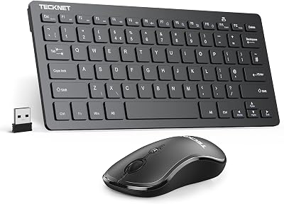 TECKNET Mini Wireless Keyboard and Mouse Set 2.4G Nano Receiver 12 Keys