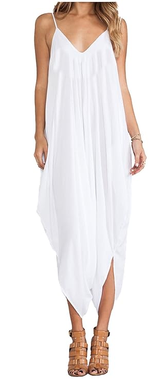 Re Tech UK - Damen Jumpsuit im Haremslook - lockere Passform - ärmellos - V-Ausschnitt - Spaghettiträger