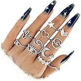 GIGB PBDK Silver Stacking Knuckle Ring Set Boho Butterfly Heart Joint Midi Ring Dainty Vintage Crystal Finger Ring Aesthetic Jewelry Accessories Gifts for Women