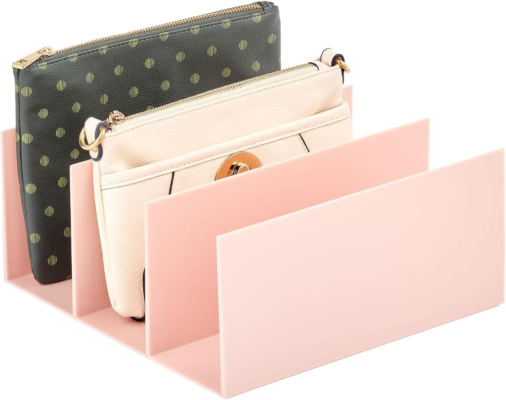 mDesign Clutch Bag Organiser – Light Pink, 5 Slots for Handbags