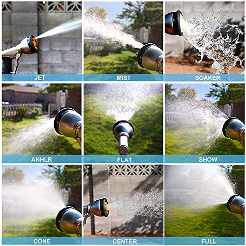 V.C.FORMARK Garden Hose Nozzle Heavy Duty Metal Spray Gun Sprayer Brass 9 Adjustable Patterns for Car Washing,Plants Watering,Pets Shower,Floor Cleaning
