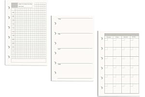 AxeWoodz A7 Refill Paper 3 Pack Undated Daily, Weekly, Monthly Binder Inserts 6-Hole Punched Filler Paper for Planner, 135 Sheets/270 Pages Refillable