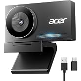 Acer 4K Webcam for PC/Mac with All-Metal Unibody Sculpted, Sony 1/2" Sensor, PDAF, 2 Noise Reduction Mics, Privacy Cover for Switch 2/Zoom/Teams/Facetime/YouTube/Google Meet