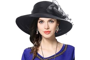 VECRY Lady Derby Dress Church Cloche Hat Bow Bucket Wedding Bowler Hats