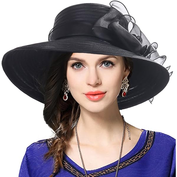 Womens Cloche Oaks Church Dress Bowler Derby Wedding Hat, Navy HISSHE Cloche Oaks Church Dress Bowler Derby Wedding Hat  main image 3