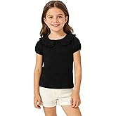 Magic Park 12M-14Y Toddler Short Sleeve T-Shirt Girls Ruffle Blouse Kids Solid Color Tee Casual Tops Holiday Clothes
