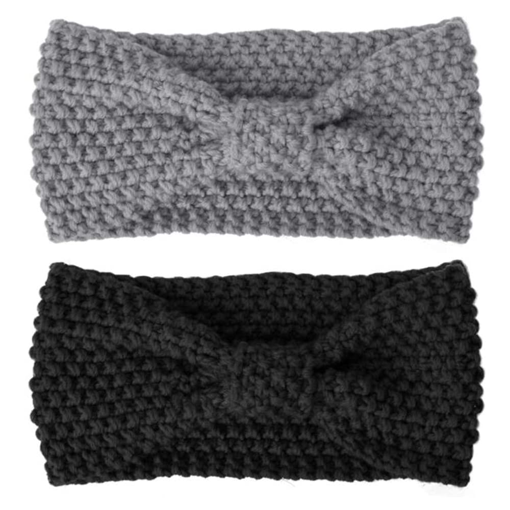 2 Pcs Winter Warm Crochet Headbands Knitted Turban Thick Cable Head Wraps Hair Bands for Women Girls Lady