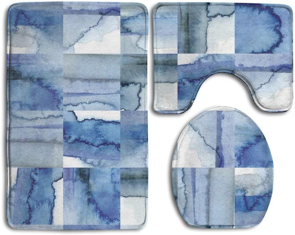 BeautyToiletLidQT12 Blue White Cobalt Watercolor Tiles Design Prints 3