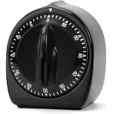 Kitchen Timers for Cooking, 60 Minute Wind Up - Chef Cooking Timer with Loud Alarm,100% Mechanical Desk Timer -No Batteries Required - Manual Countdown timers for Home, Study and Cooking (Black)