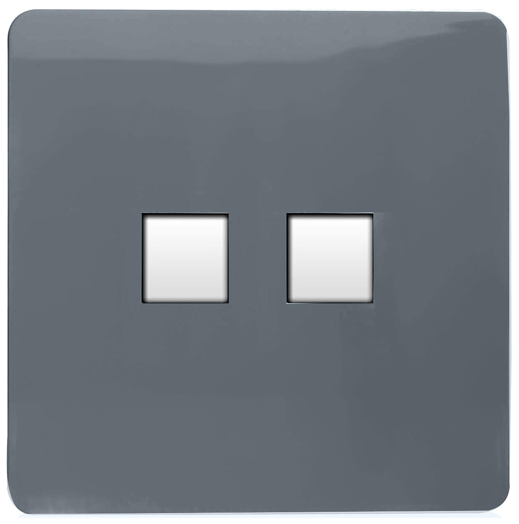 Trendi Artistic Modern Glossy 2 Gang Tactile RJ45 Cat 5e&Cat 6 PC Ethernet Socket Warm Grey