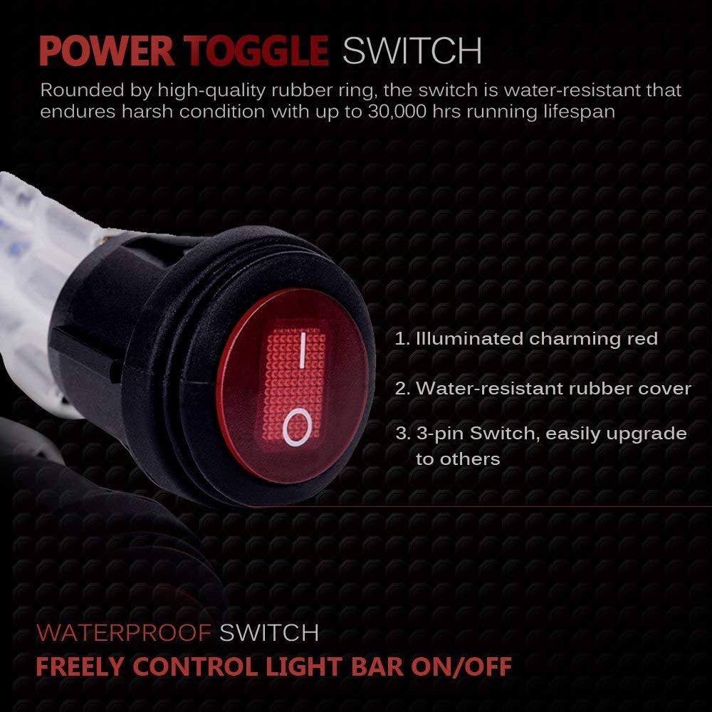 MICTUNING MIC-B1002 LED Light Bar Wiring Harness, Fuse 40A Relay On-off Waterproof Switch: Automotive