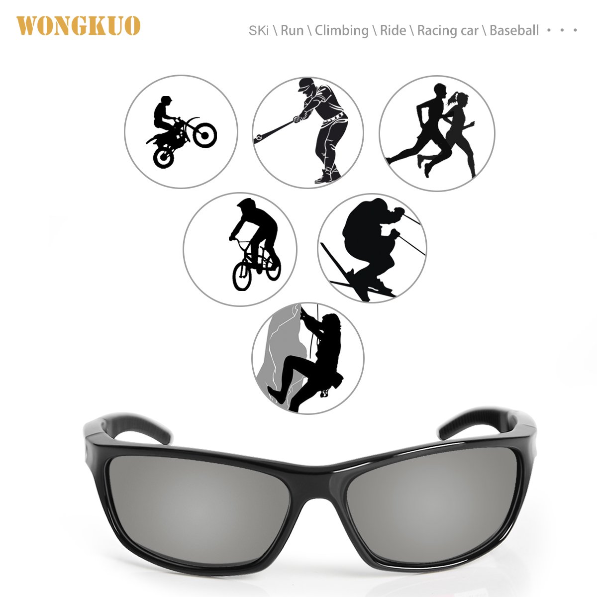 WONGKUO Polarized Sunglasses For Men Women Sport Glasses UV Protection TR90 Frame