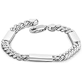 Dankadi Men 4-6mm Miami Cuban Link Bracelet Rhodium Plated Hypoallergenic 925 Sterling Silver Fine Jewelry Hip Hop Cuff Chain Bangles For Women Birthday Gift (Fashion Style, 7 inch)
