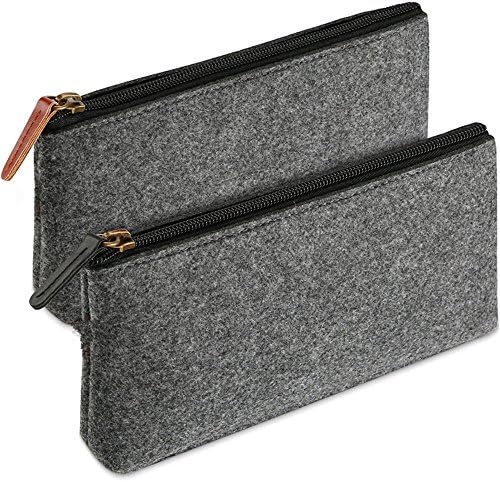 Portable Felt Pencil Bag Pen Case Pencil Case Felt Students Stationery Pouch Zipper Bag for Pens Pencils Highlighters Pencil Holder Gel Pen Markers and other School Supplies -2 Pcs