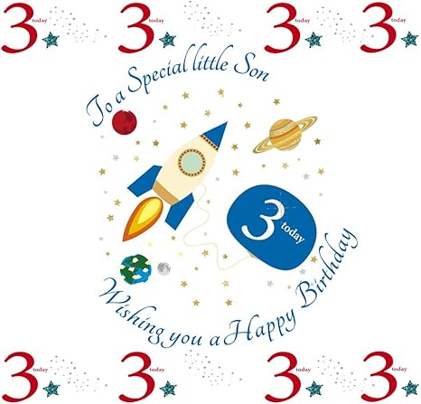 Biglietto Di Auguri Per 3 Compleanno Per Un Figlio Speciale Con Astronave Blu 15 X 15 Cm Design Rush Amazon It Cancelleria E Prodotti Per Ufficio