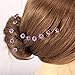 20pcs Rhinestone Rose Flower Hair Bobby Pin Crystal Bride Wedding Metal Hair Clip Decoration U Shape Jewelry Headpiece Accessories, Black
